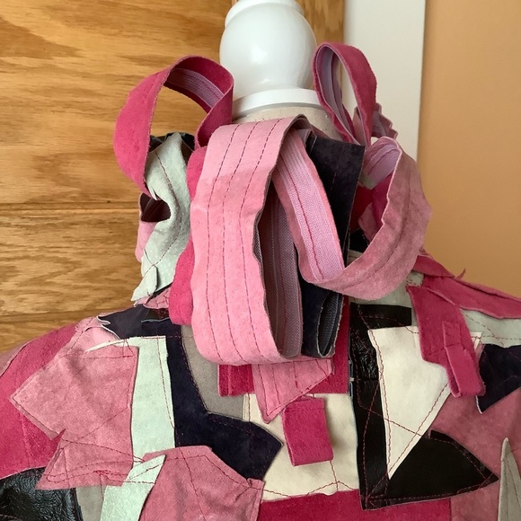LOVEMATTERS Designer Deconstructed Pink Suede Patchwork Vest - Picture 6 of 15